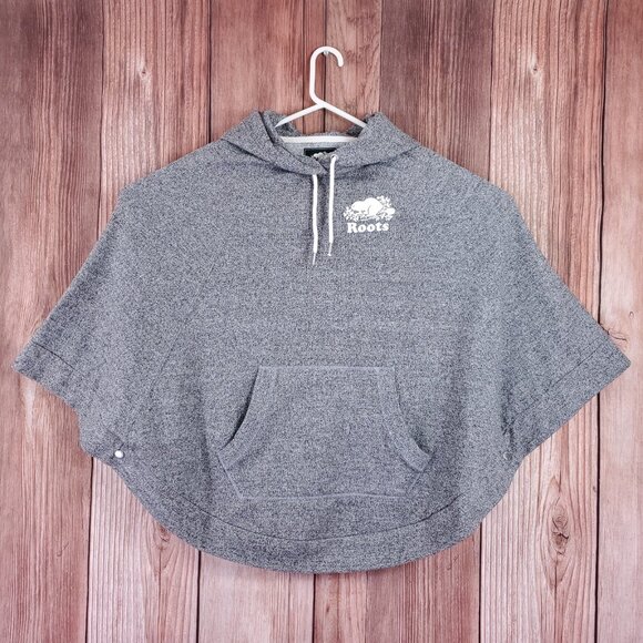Roots Jackets & Blazers - Rare Roots Canada Salt & Pepper Grey Hooded Poncho Cape One Size Fleece